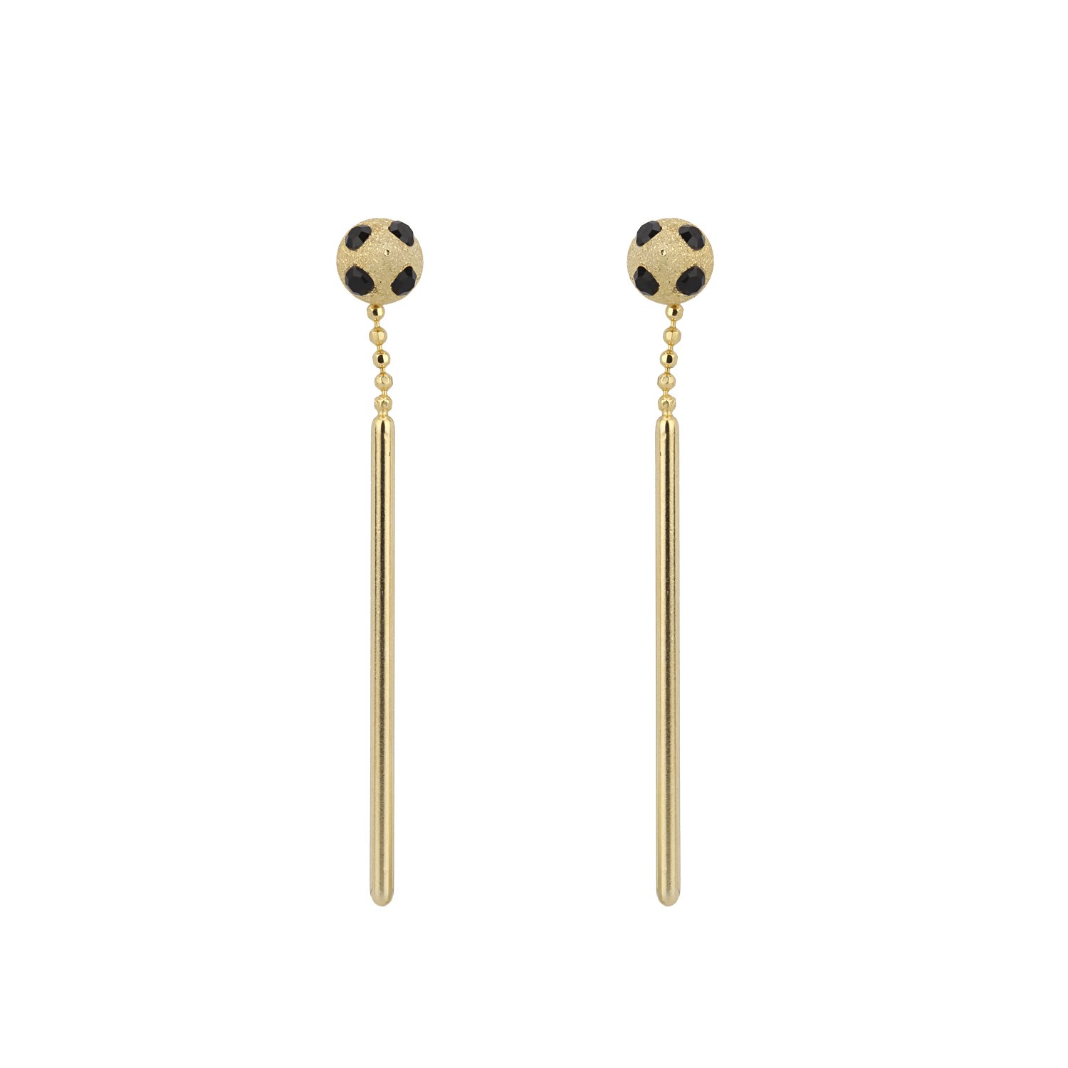Convertible / Two-Way Black-Bead Stud (Stud → Short Drop)